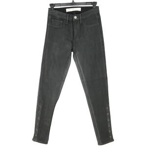 Gap 1969 Jeans Womens 2 Black Coated Denim Inner Cozy Leggings Waxed Snaps